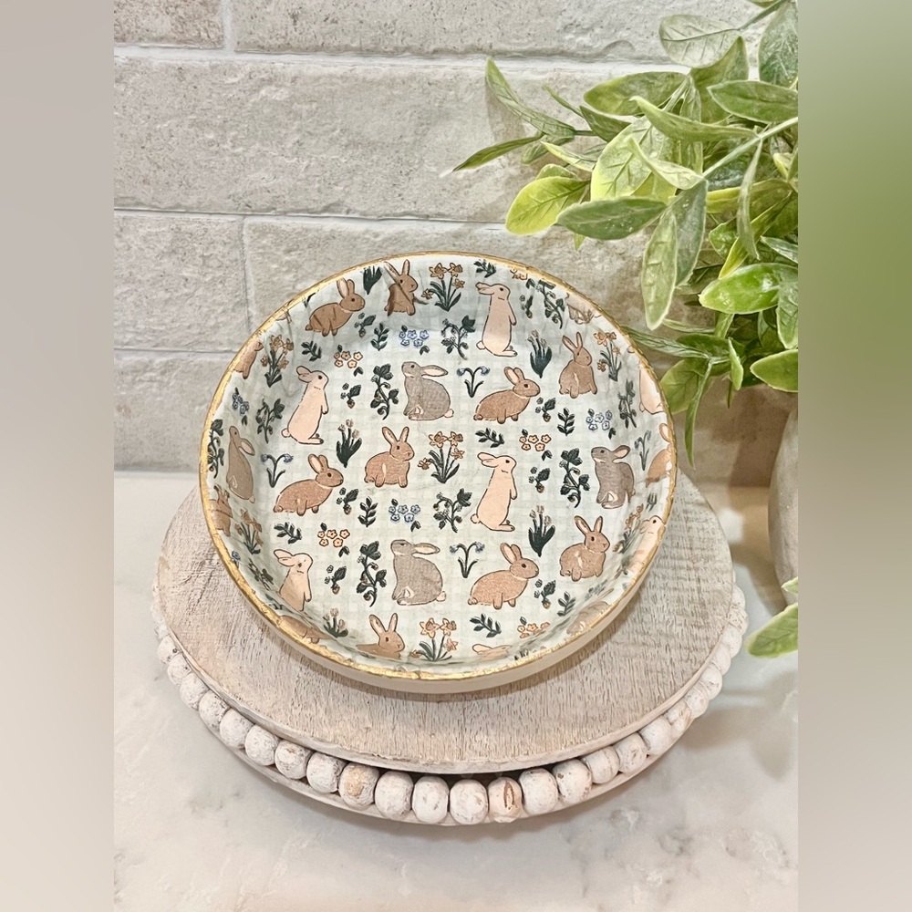 Charming Bunny Print Decorative trinket Bowl